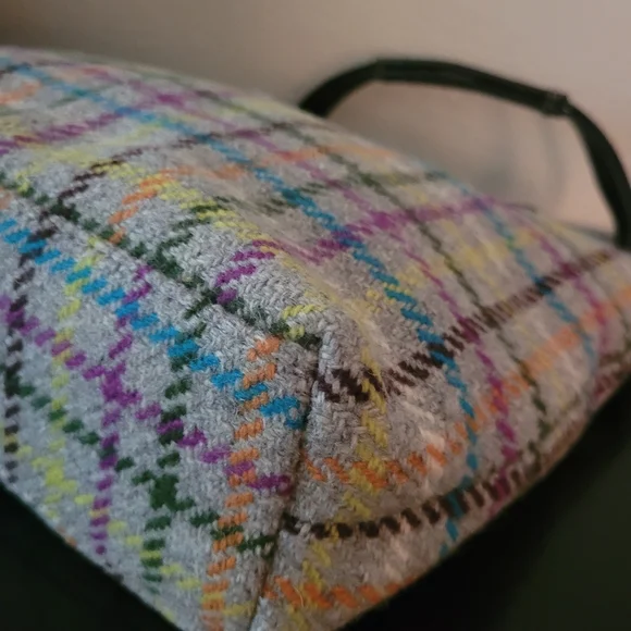 Coach Penelope Tattersall Plaid Wool Tweed Leather Handbag - Picture 10 of 13